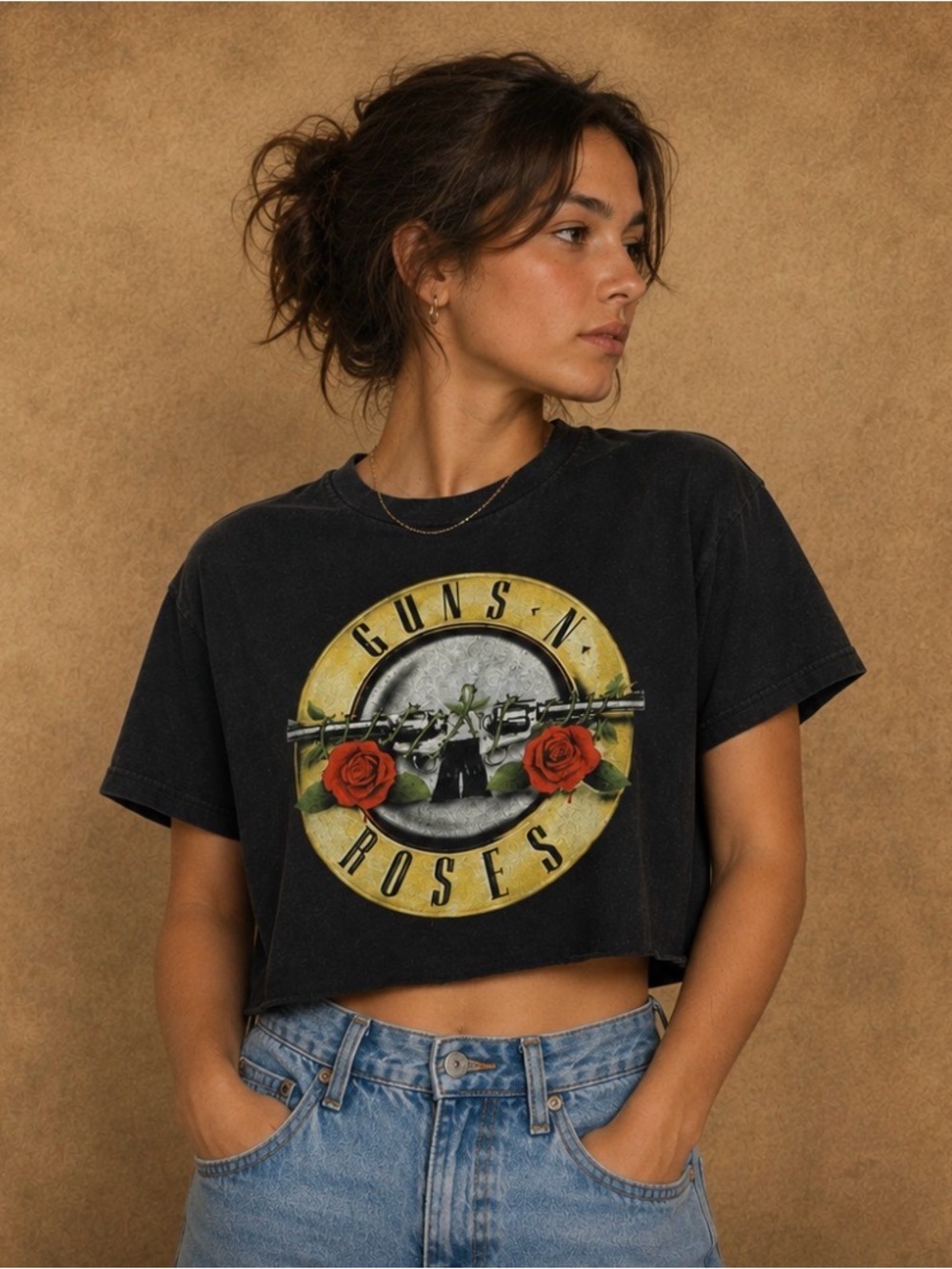 Guns N' Roses Black Cropped Graphic Tee